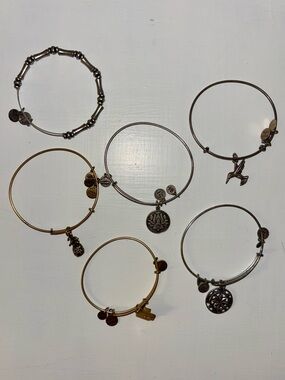 Alex and Ani Mixed Metal Charm Bangle Set — Gold & Silver Tones